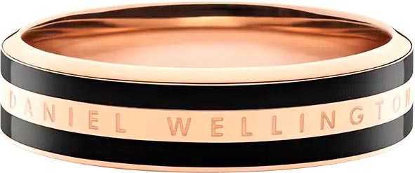 Стальное кольцо Daniel Wellington Emalie-Ring-Black-RG c эмалью