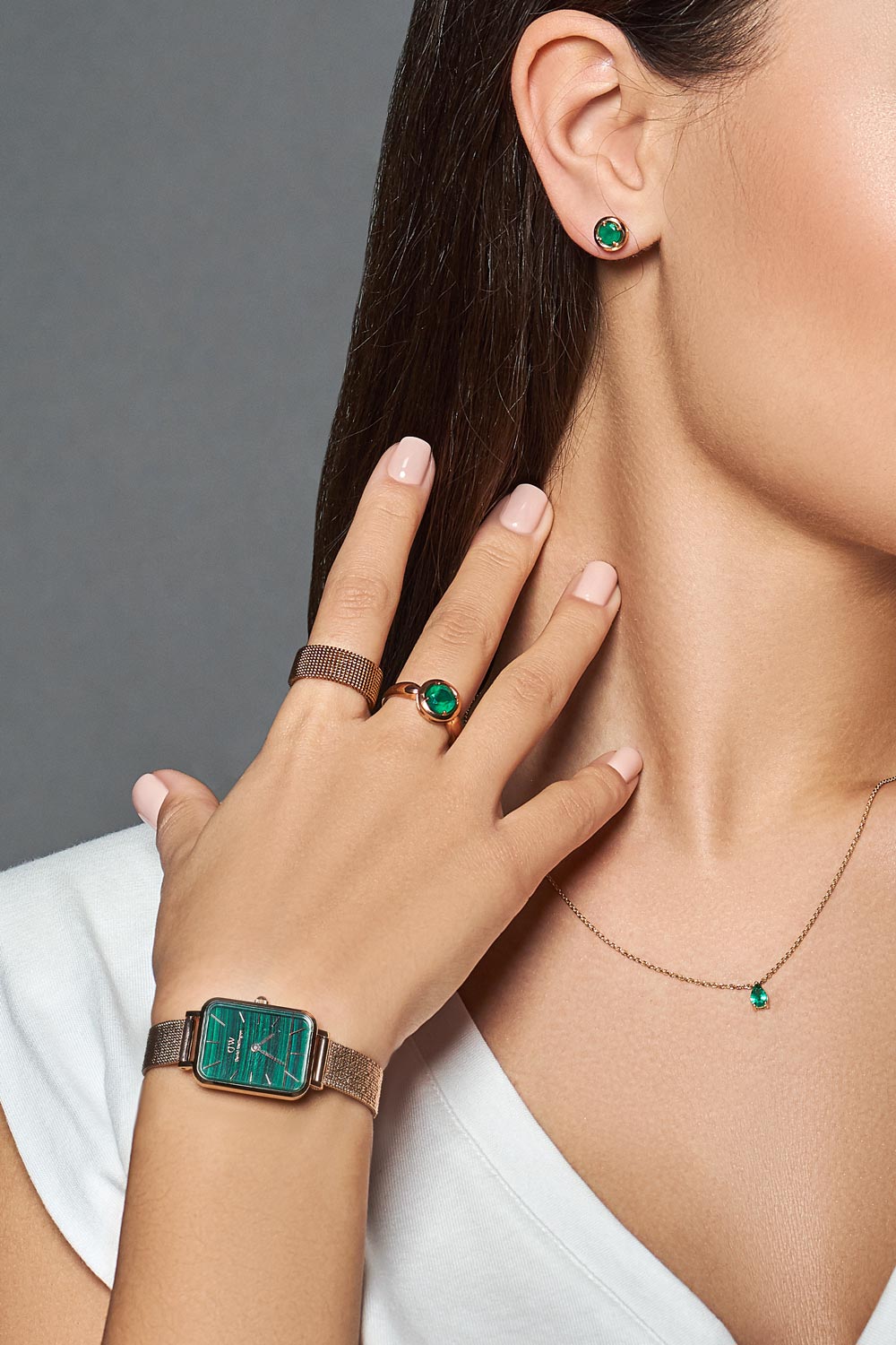 Наручные часы Daniel Wellington Quadro 20X26 Pressed Melrose RG Green