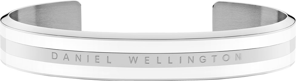 Стальной открытый браслет Daniel Wellington Classic-Bracelet-Satin-White-S-Medium с эмалью