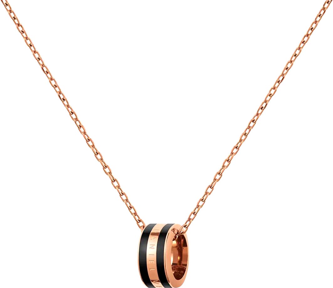 Стальной кулон Daniel Wellington Emalie-Necklace-RG-Black c эмалью