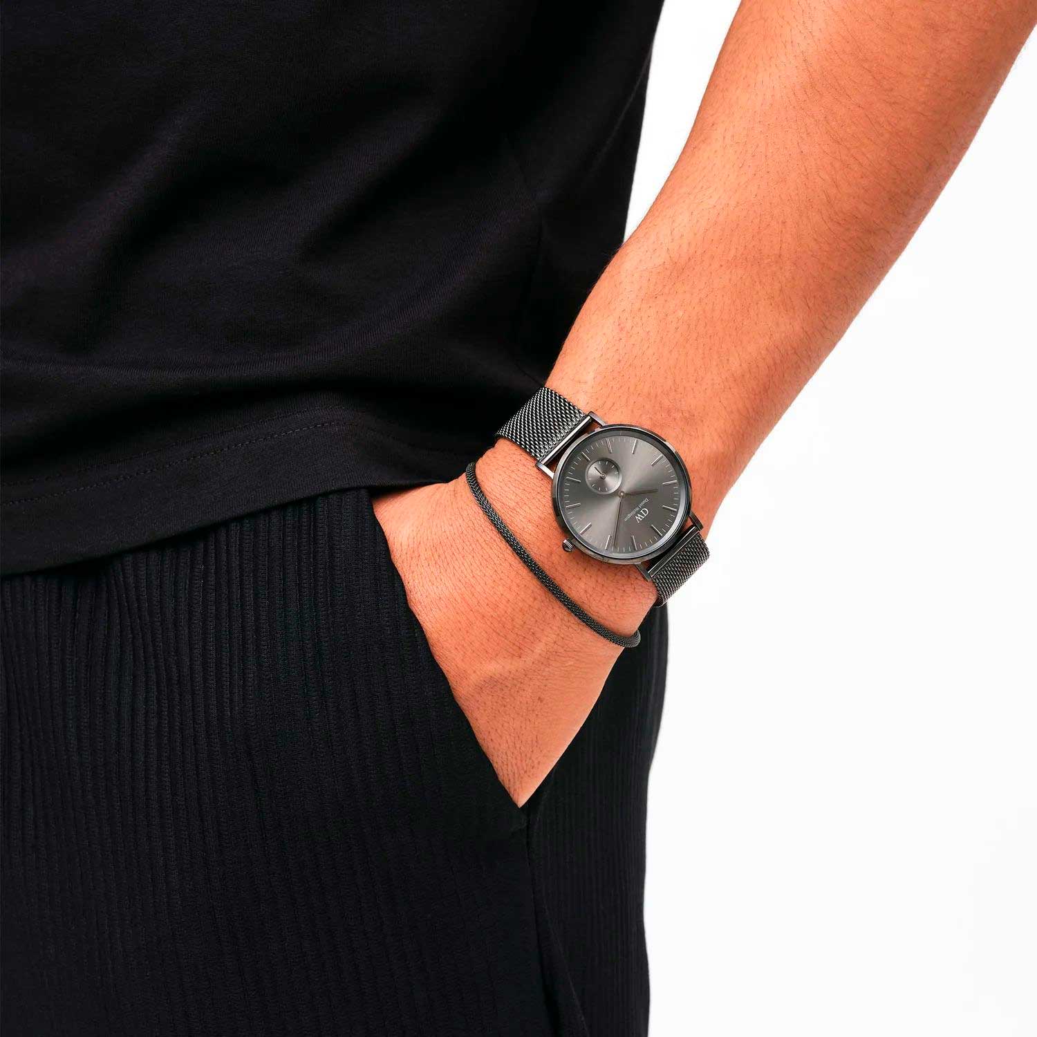 Мужской стальной браслет Daniel Wellington Mesh-Bracelet-2-8-Grey