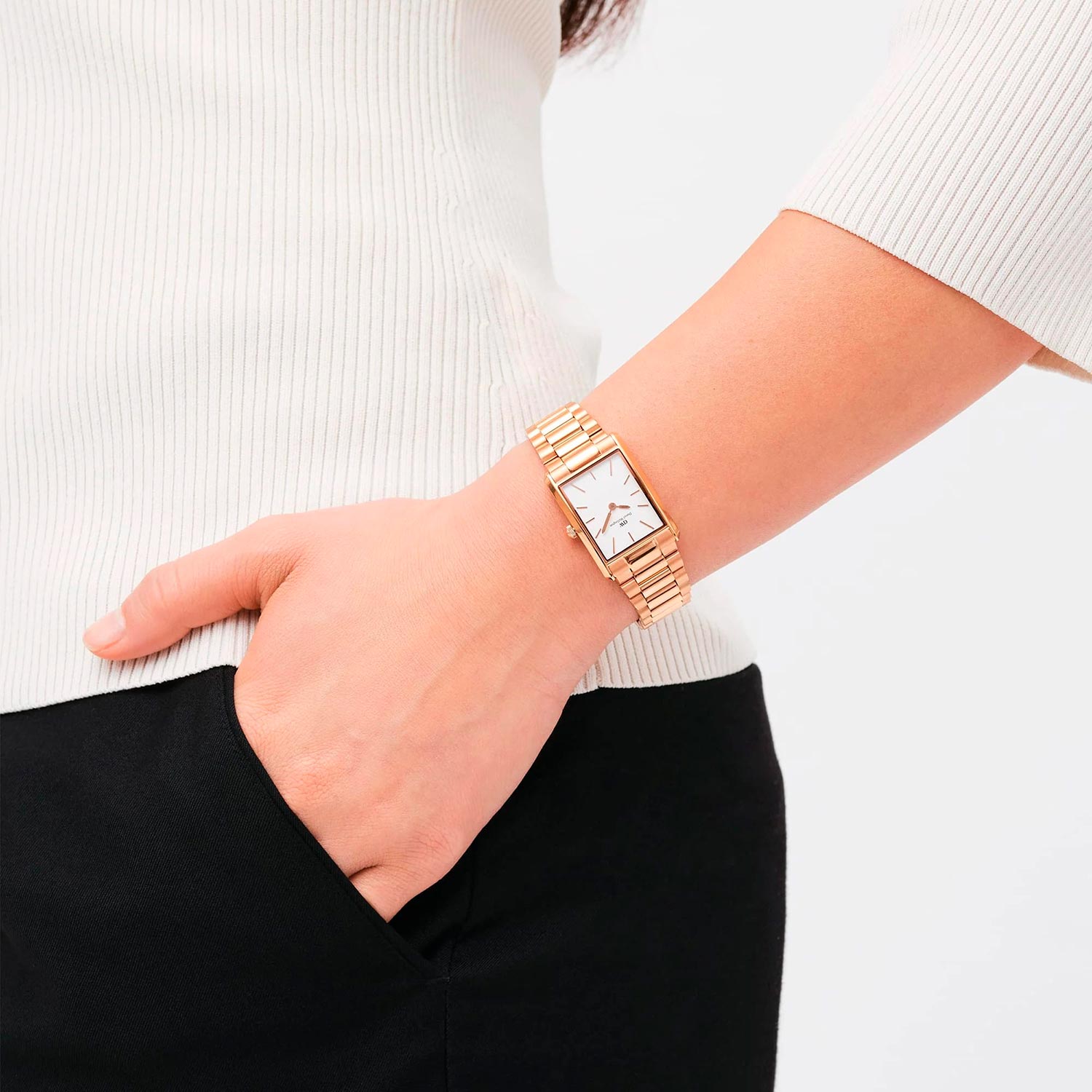 Наручные часы Daniel Wellington Bound 32x22 3-link RG White