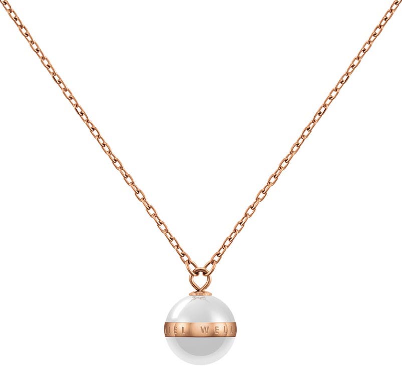 Подвеска из керамики на цепочке Daniel Wellington Aspiration-Necklace-Satin-White-RG