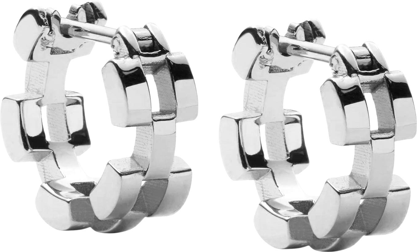 Стальные серьги хаггисы Daniel Wellington Link-Inspired-3-Rows-Earrings-S