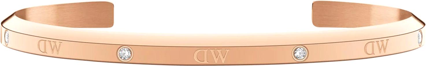 Стальной открытый браслет Daniel Wellington Classic-Lumine-Bracelet-RG-Small с кристаллами