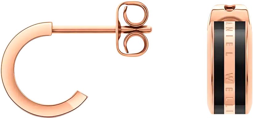 Стальные серьги Daniel Wellington Emalie-Earrings-RG-Black c эмалью