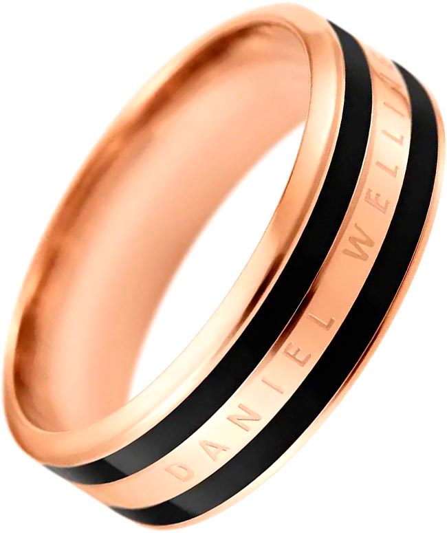 Стальное кольцо Daniel Wellington Emalie-Ring-Black-RG c эмалью