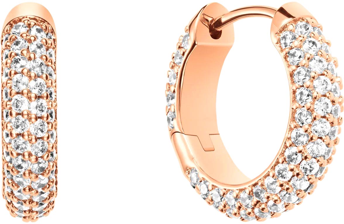 Стальные серьги кольца Daniel Wellington Pave-Crystal-Earrings-RG с кристаллами