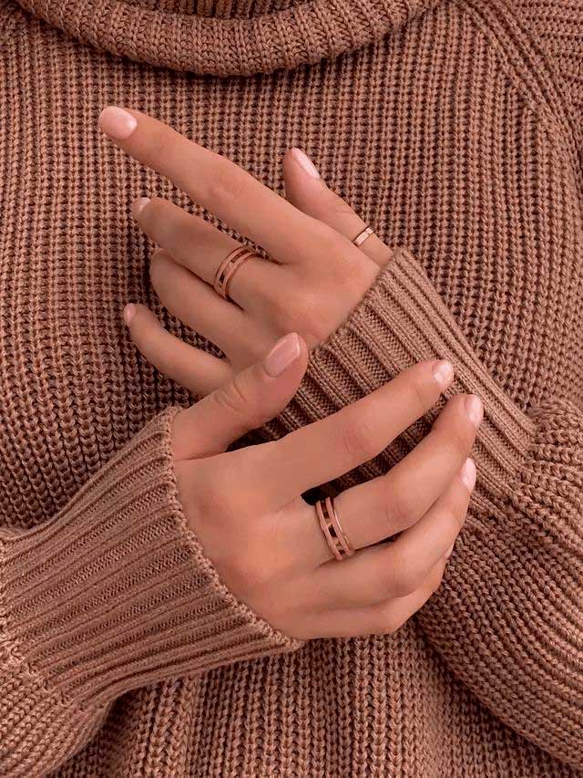 Стальное кольцо Daniel Wellington Classic-Ring-Dusty-Rose-RG с эмалью