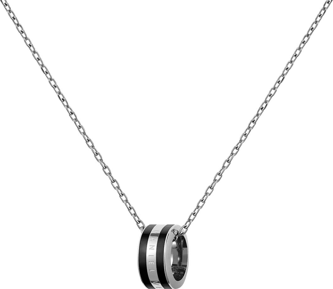 Стальной кулон Daniel Wellington Emalie-Necklace-S-Black c эмалью