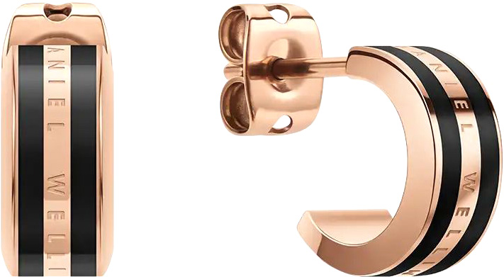 Стальные серьги Daniel Wellington Emalie-Earrings-RG-Black c эмалью