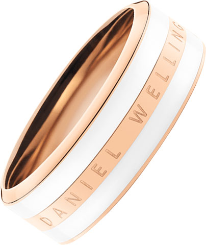 Стальное кольцо Daniel Wellington Classic-Ring-Satin-White-RG с эмалью