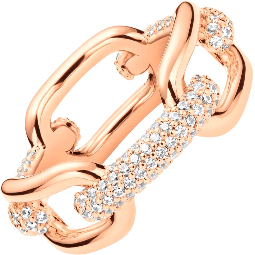 Стальное кольцо Daniel Wellington Crystal-Link-Ring-RG с кристаллами